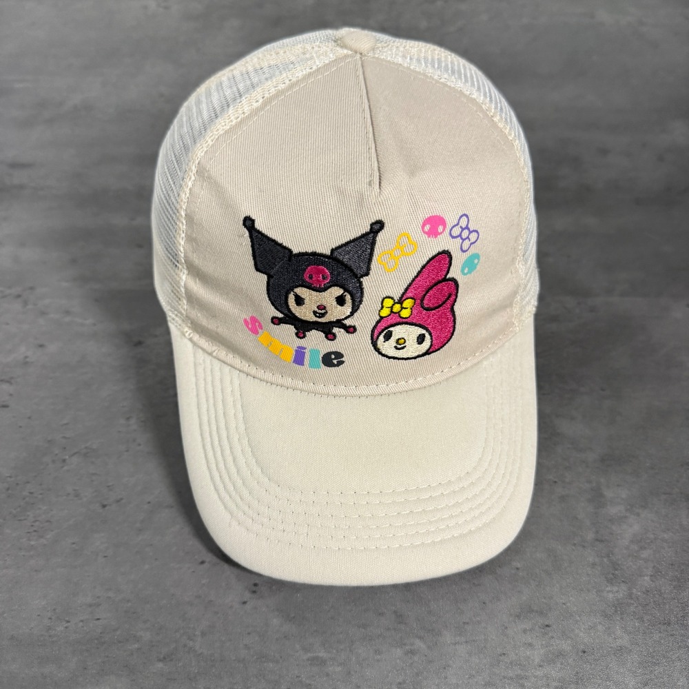 Sanrio‎ Trucker Hat Womens OS Cream Kuromi My Melody Smile Mesh Snapback Cap